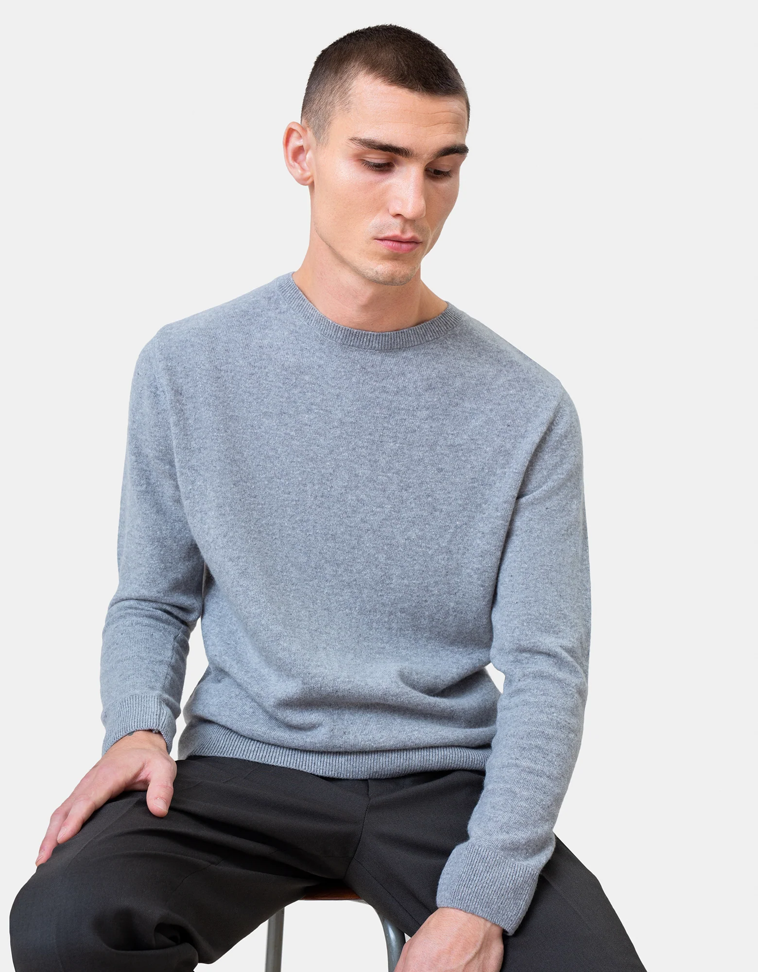 Light Merino Wool Crew - Polar Blue - Image 2