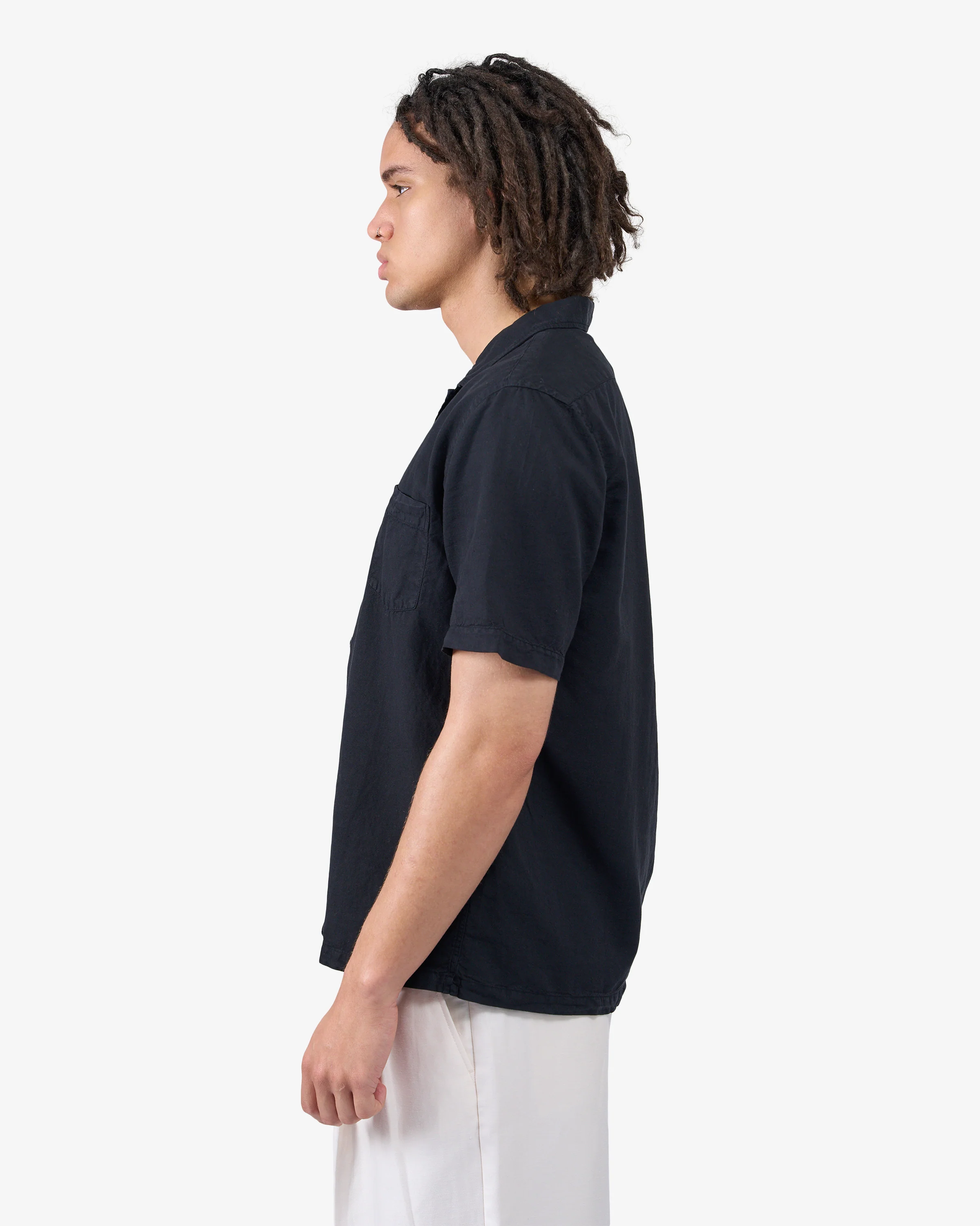 Linen Short Sleeved Shirt - Oyster Grey - Image 3