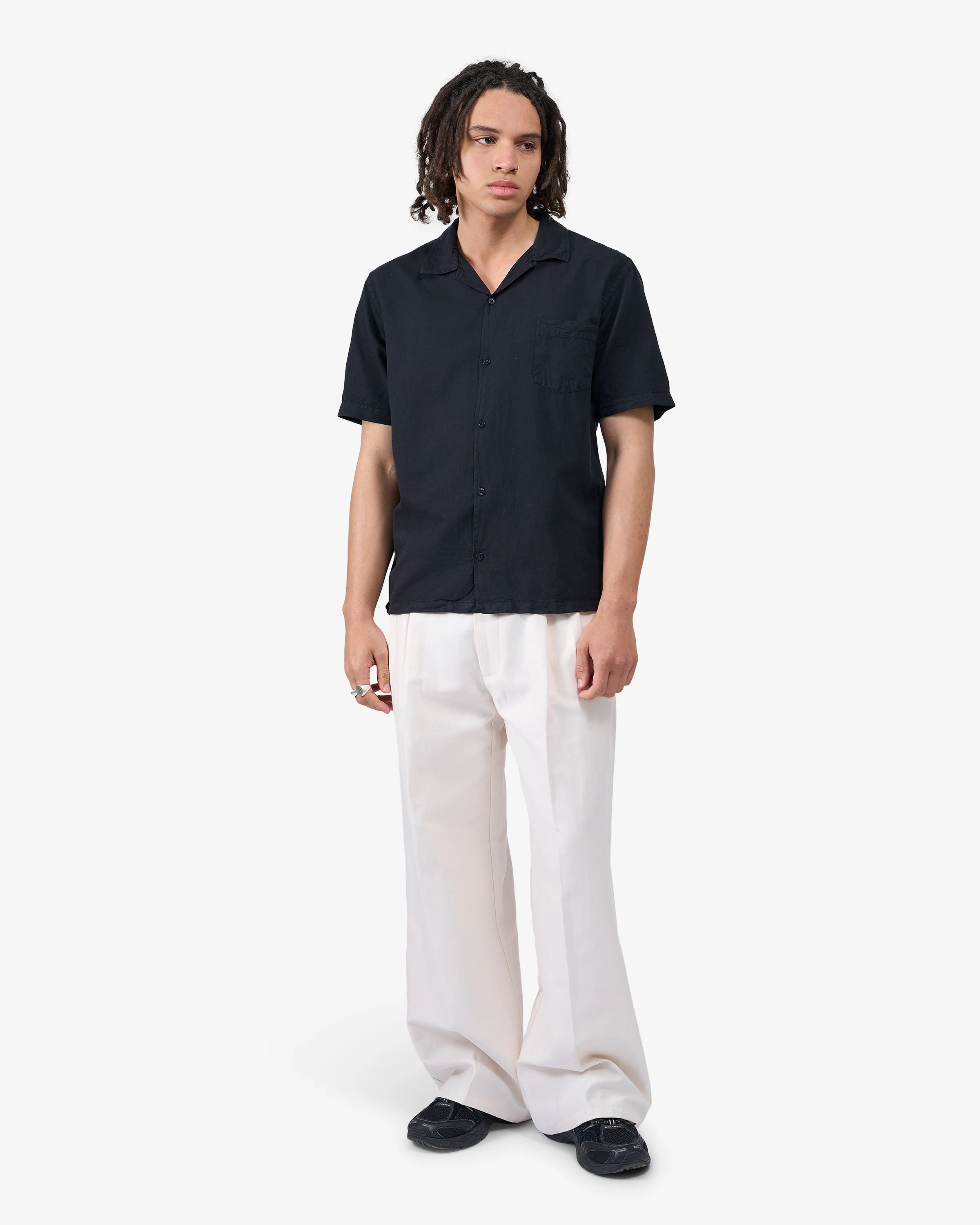 Linen Short Sleeved Shirt - Teal Blue - Image 5