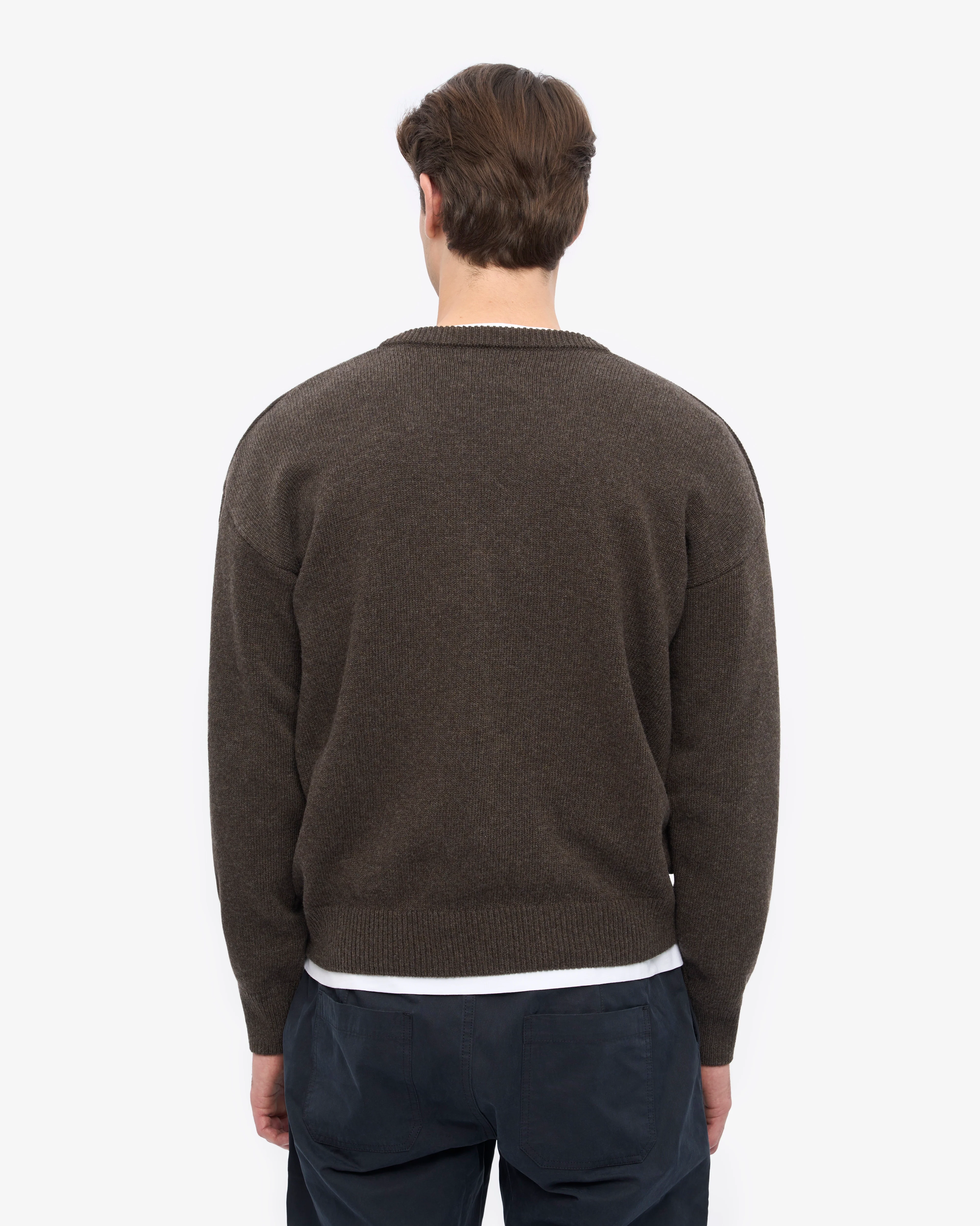 Merino Wool V-Neck Cardigan - Coffee Brown - Image 4