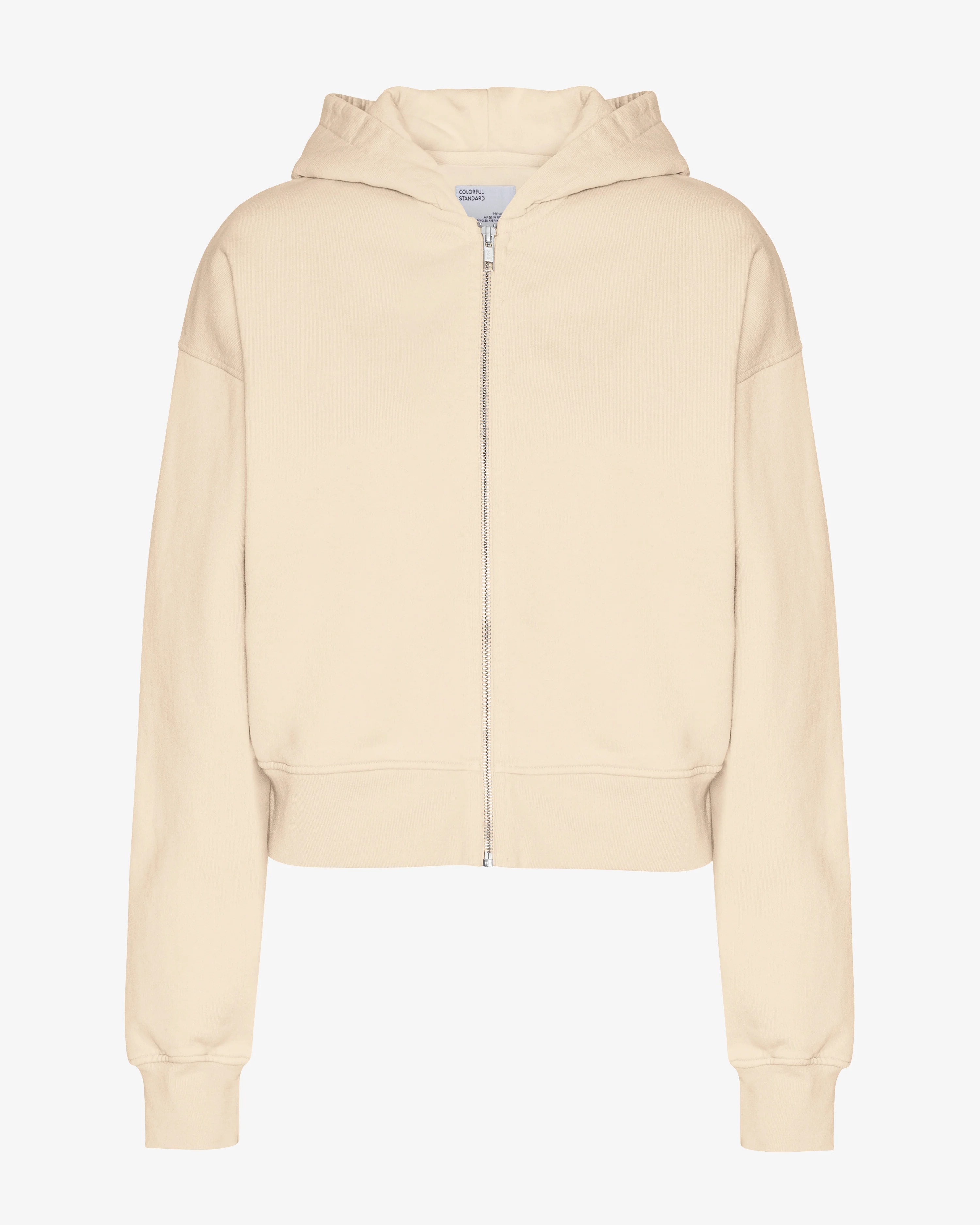 Organic Crop Zip Hood - Ivory White