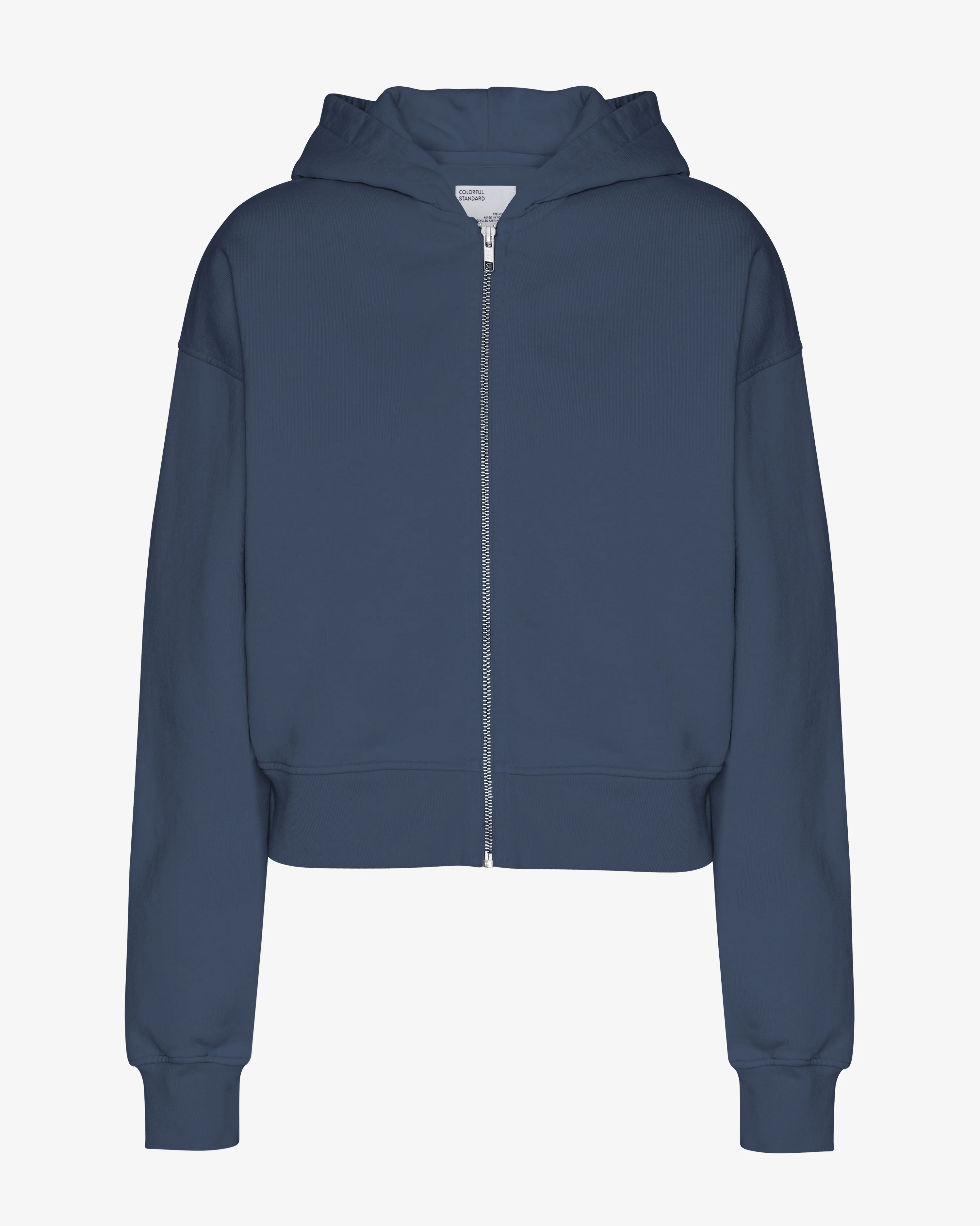 Organic Crop Zip Hood - Petrol Blue
