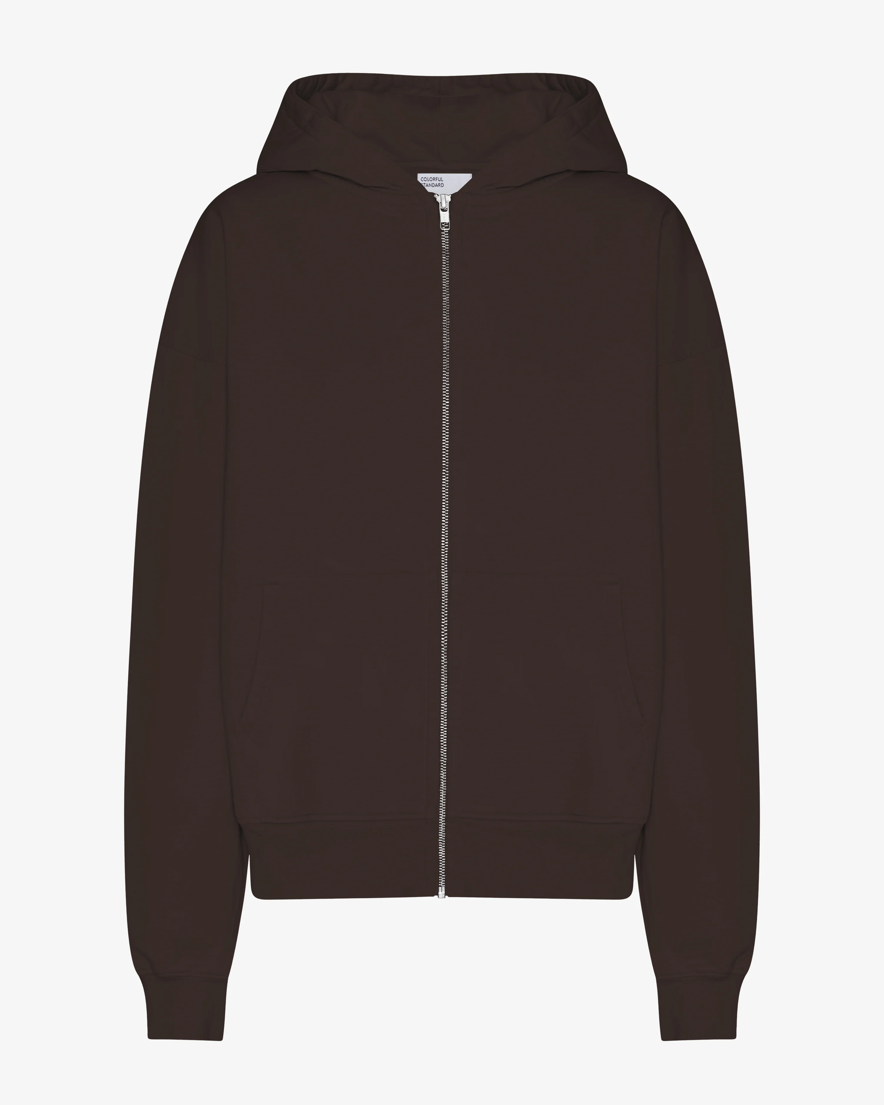 Organic Oversized Zip Hood - Coffee Brown