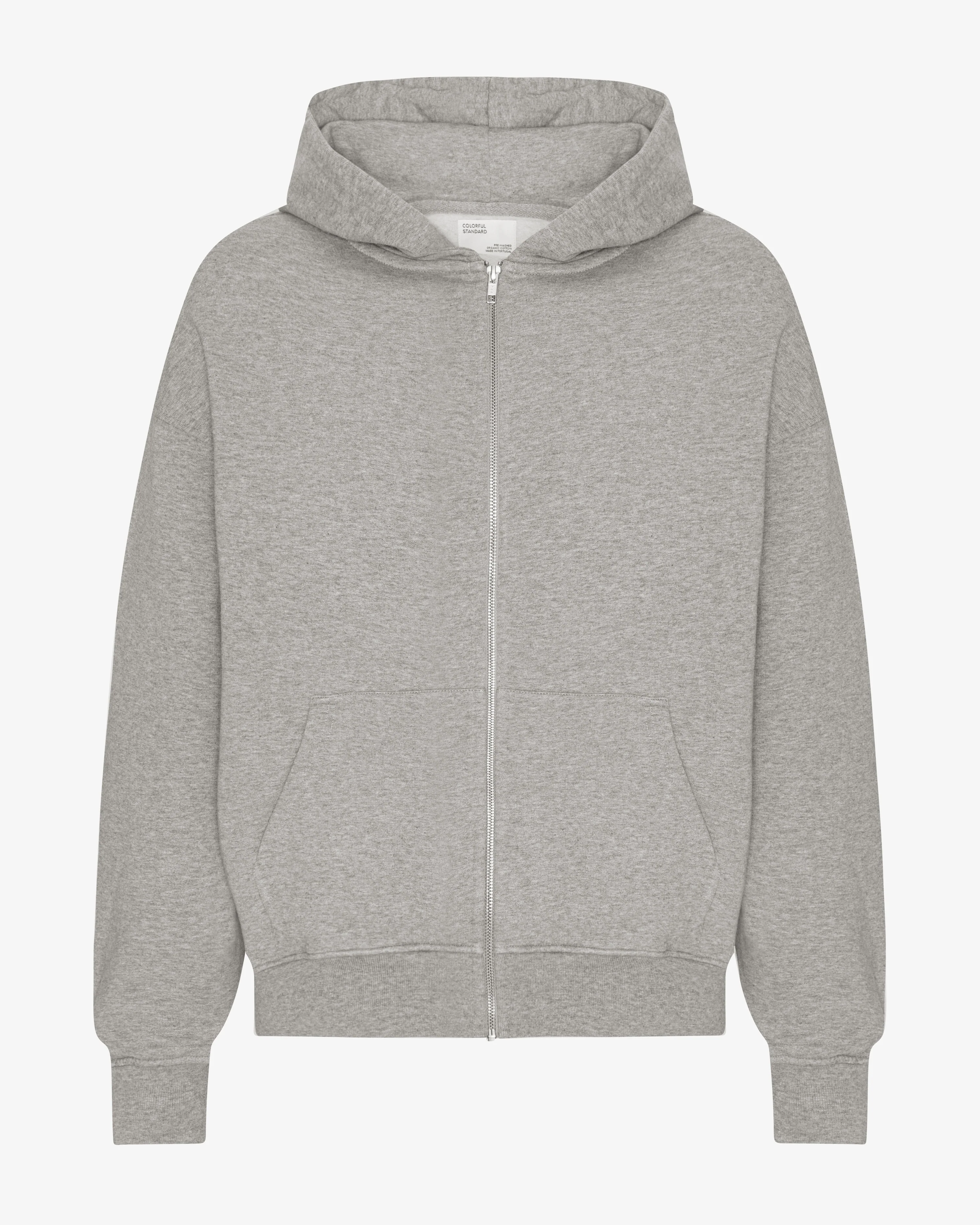 Organic Oversized Zip Hood - Heather Grey