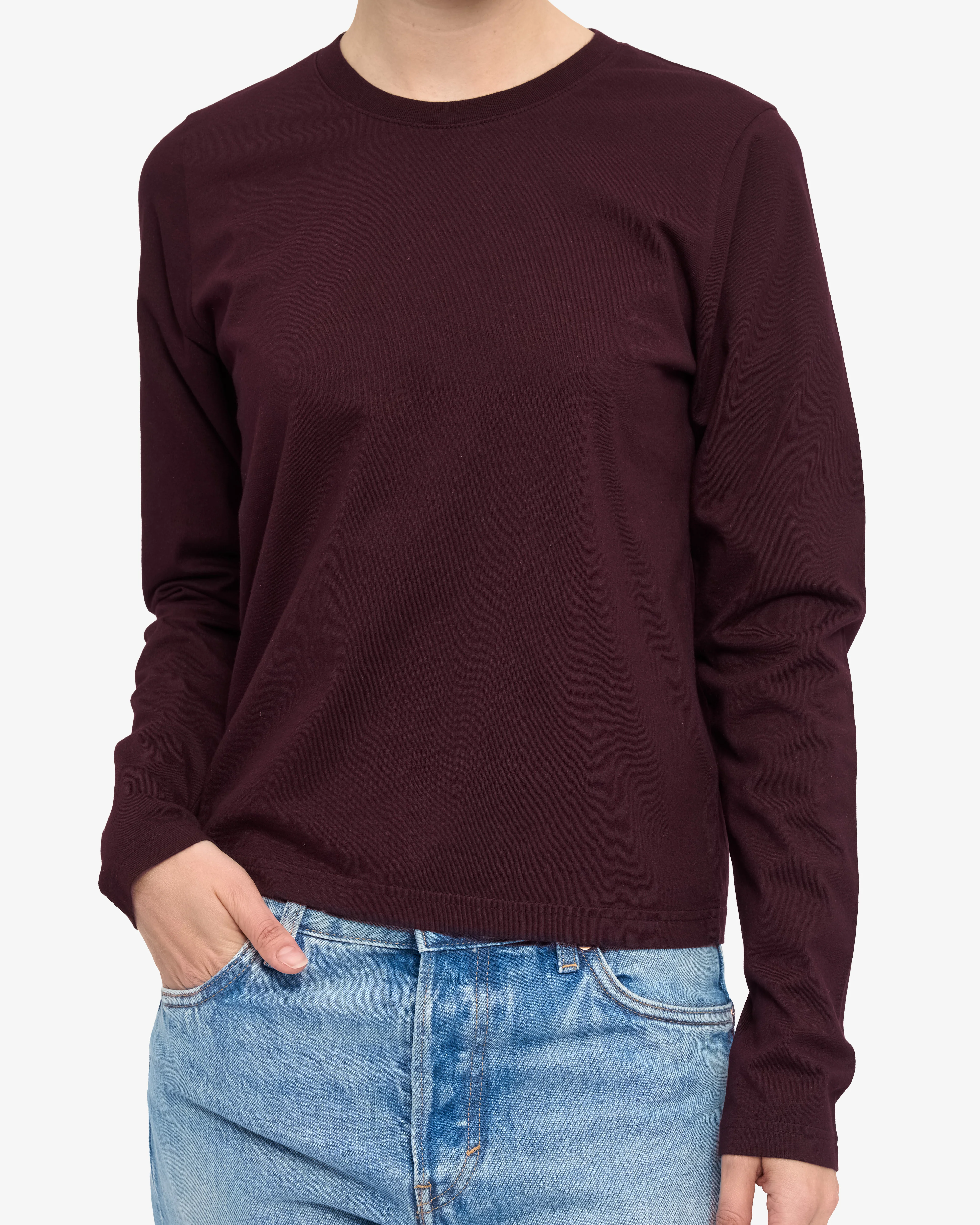 Women Organic LS T-Shirt - Oxblood Red - Image 2