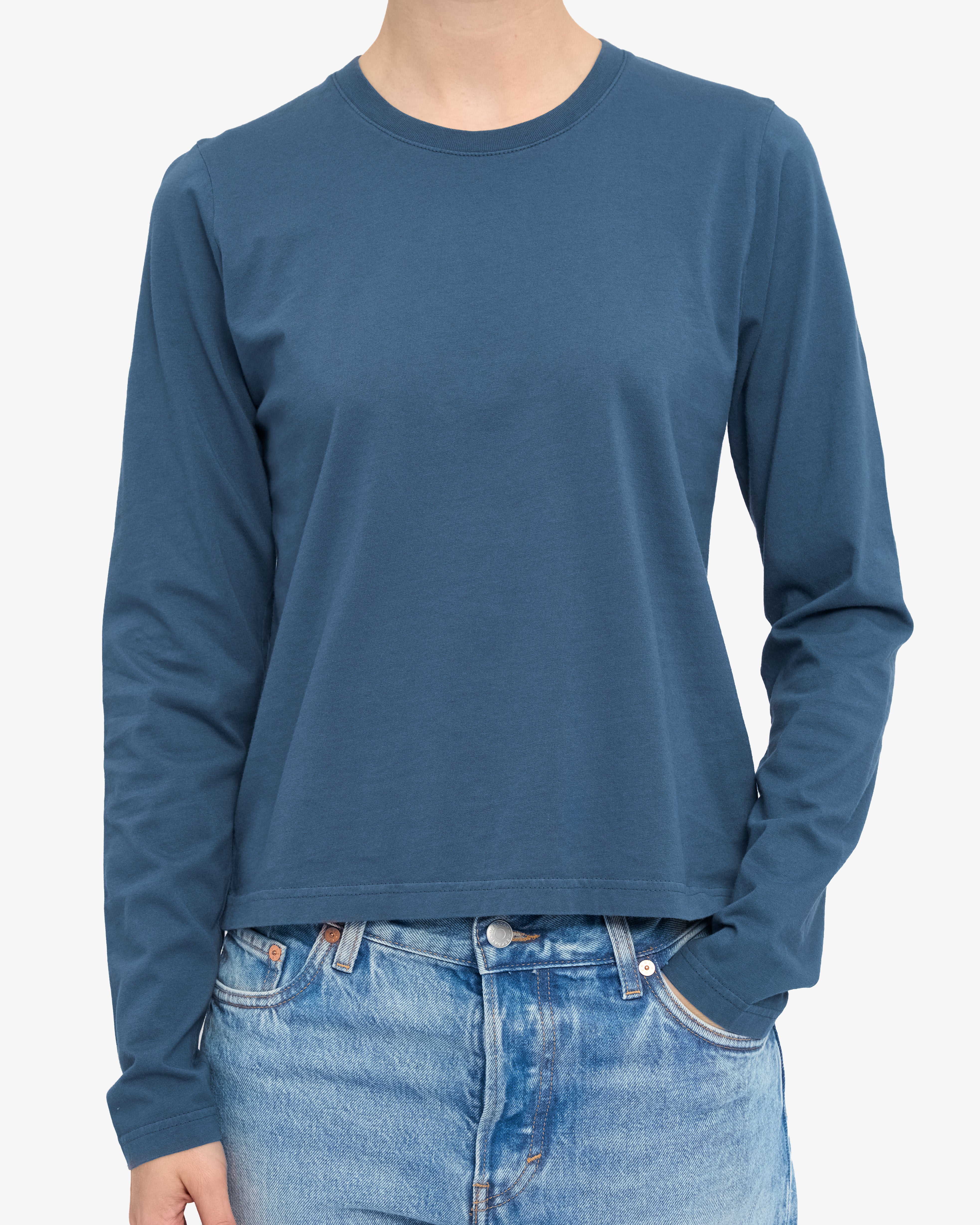 Women Organic LS T-Shirt - Petrol Blue - Image 2