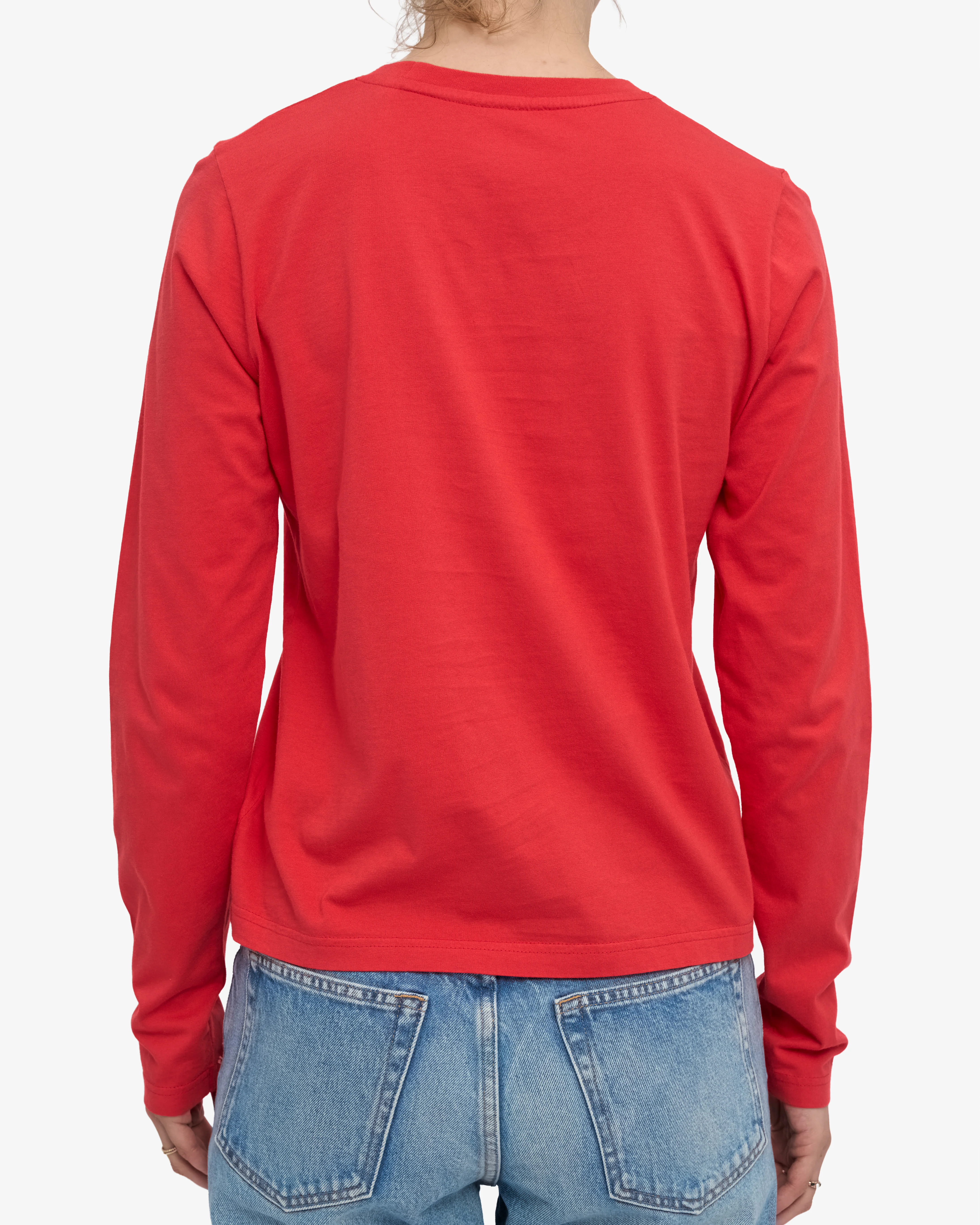 Women Organic LS T-Shirt - Red Tangerine - Image 3