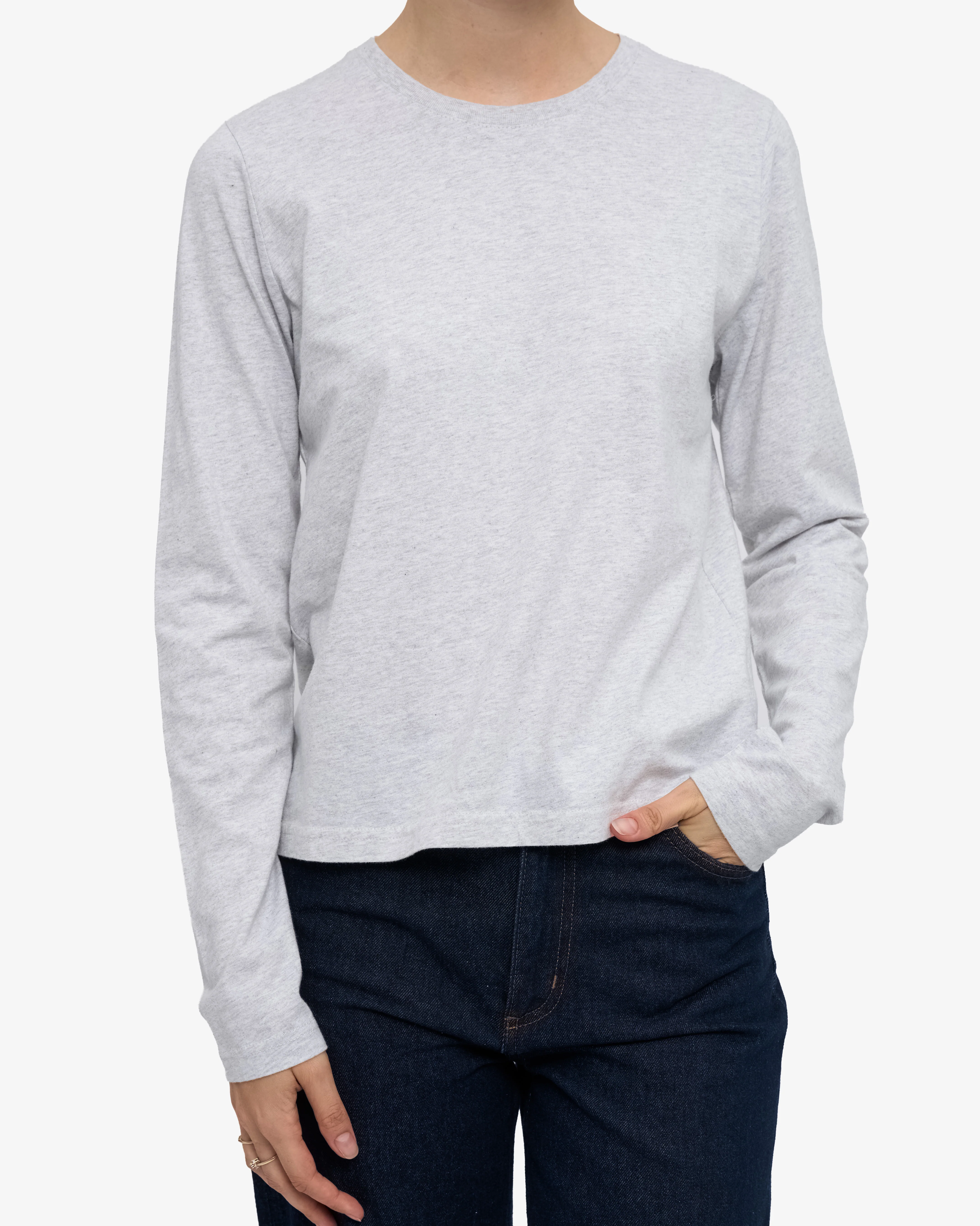 Women Organic LS T-Shirt - Snow Melange - Image 2